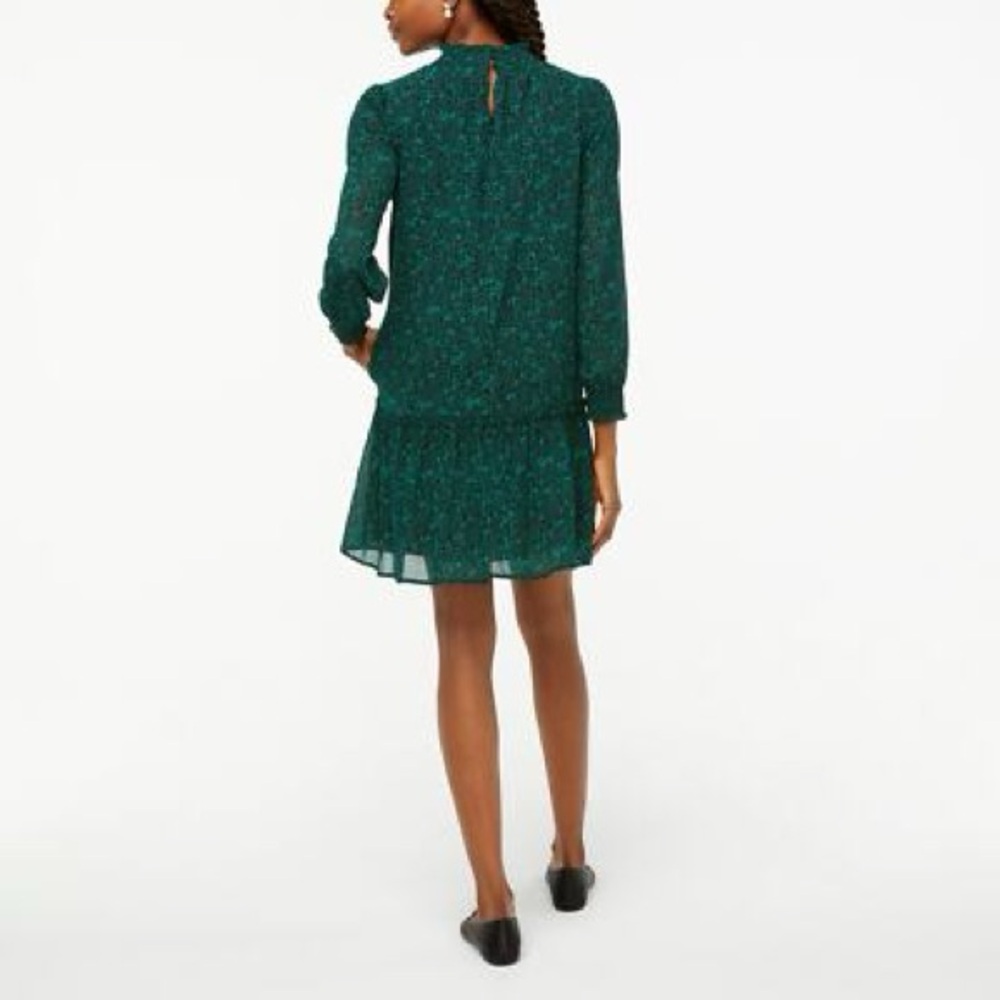 J. CREW Green & Black Floral Long Sleeve Knee Length Dress - Picture 3 of 14